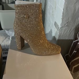 Gold glitter booties